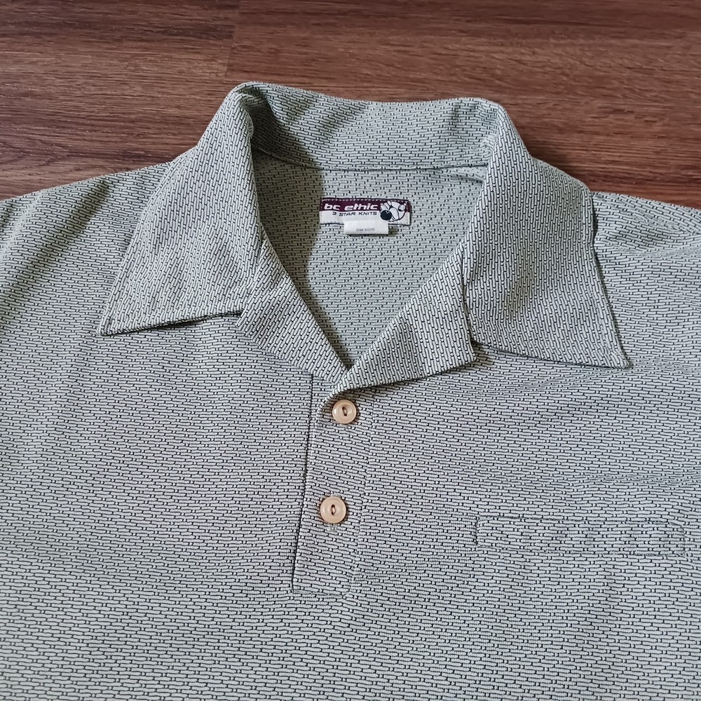 Vintage‎ BC ETHIC 3 Star Knit Men's Large Polyester Bowling Polo Shirt Size XL